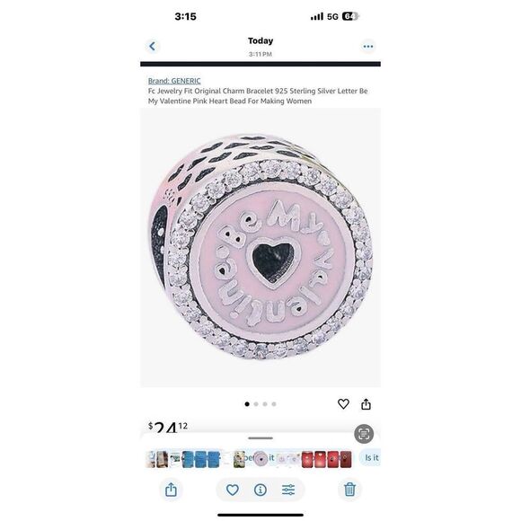 New Pandora Pink Heart Be My Valentine Charm Authentic Retired Pendant 925 - Picture 4 of 5